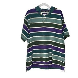 Boden  Striped Polo Shirt Men's XXL Green Purple ML 176.